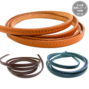 Joint, Embossing Tanned Real Leather Tape, 5mm width ( NKT-5B ), Price per 0.1m, Minimum order is 0.3m~