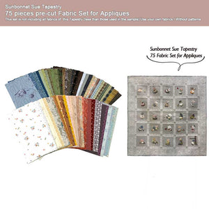 75 pieces pre-cut Fabric Set for Appliques in "Sunbonnet Sue Tapestry"