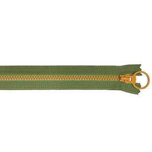 Combination Zipper, 25cm, Green × Mustard