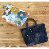 Big Hexagon Pouch with English Paper Piecing, Japanese Print Fabric