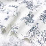 web20240710-03, Antique-style Line Drawing Landscape Fabric, Price per 0.1m, Minimum order is 0.1m~ | Fabric