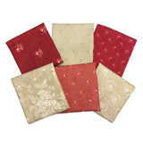 2406, 6 USA Print Fabric Set, Beige & Red, (with Free Japanese instruction)