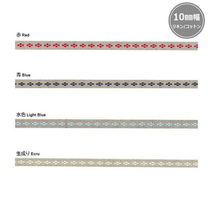 Linen-cotton tape with flower stitch, 1cm width  ( BEL-1462 ), Price per 0.1m