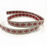 Linen-cotton tape with flower stitch, 1cm width  ( BEL-1462 ), Price per 0.1m