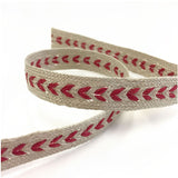Linen tape with heart-shaped stitch, 1cm width ( BEL-1460 ), Price per 0.1m