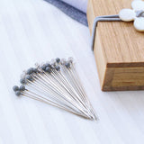 [ Cohana ] Glass Sewing Pins in Cherry-Wood Box and Shell Button Sash Clip ( 45-206, 45-207, 45-208, 45-209, 45-210 )