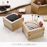 [ Cohana / Order Product ] Masu Pincushion with Kokura Textile and Shippo Glass Sewing Pins ( 45-204, 45-205 )
