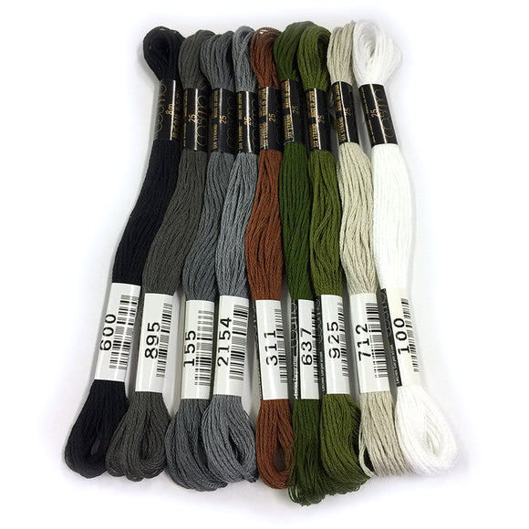 9 Colors Cosmo Embroidery Thread Set for 