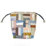 Roman Stripe Drawstring Pouch (without instruction and pattern) in "Your First Patchwork, Yoko Saito's Traditional Patterns"