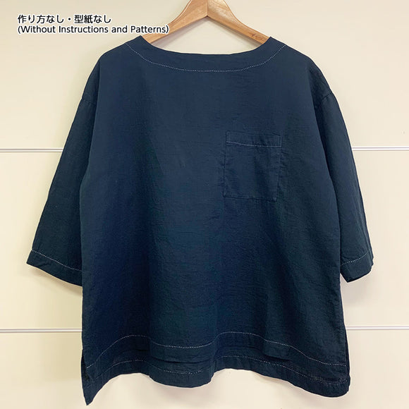 Basic Work, T-shirt Blouse, Different Color, Navy, Hand Sewing  (without instruction and pattern) in   