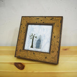 Natural Wood Frame with Worm-eaten Holes ( MA-9, 9cm inner diameter, include a glass )