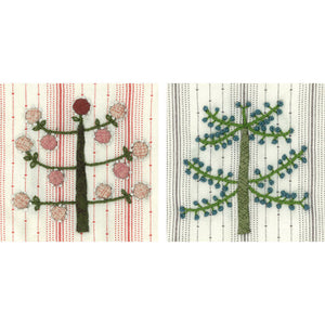 Kit of 2 Patterns for 6.5cm Wood Frame with Leg, Pink and Blue Tree, (Japanese instruction only)