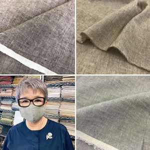 web20190627-02, Linen Blend Canvas Dungaree (with Japanese instruction for "Mask"), Price per 0.1m, Minimum order is 0.1m~ | Fabric