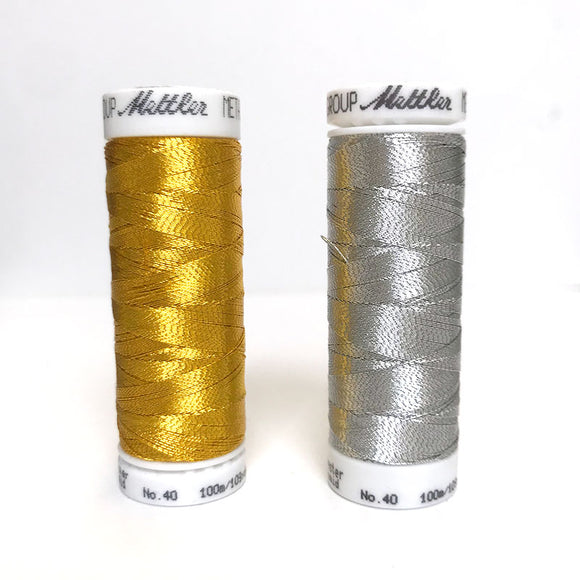 KINKAME, Mettler Glitter Thread (100m) Gold, Silver