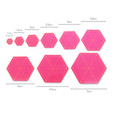 [ 20%OFF / SALE ] Sew Easy, Hexagon Acrylic Template Set with 9 Sizes ( Pink )